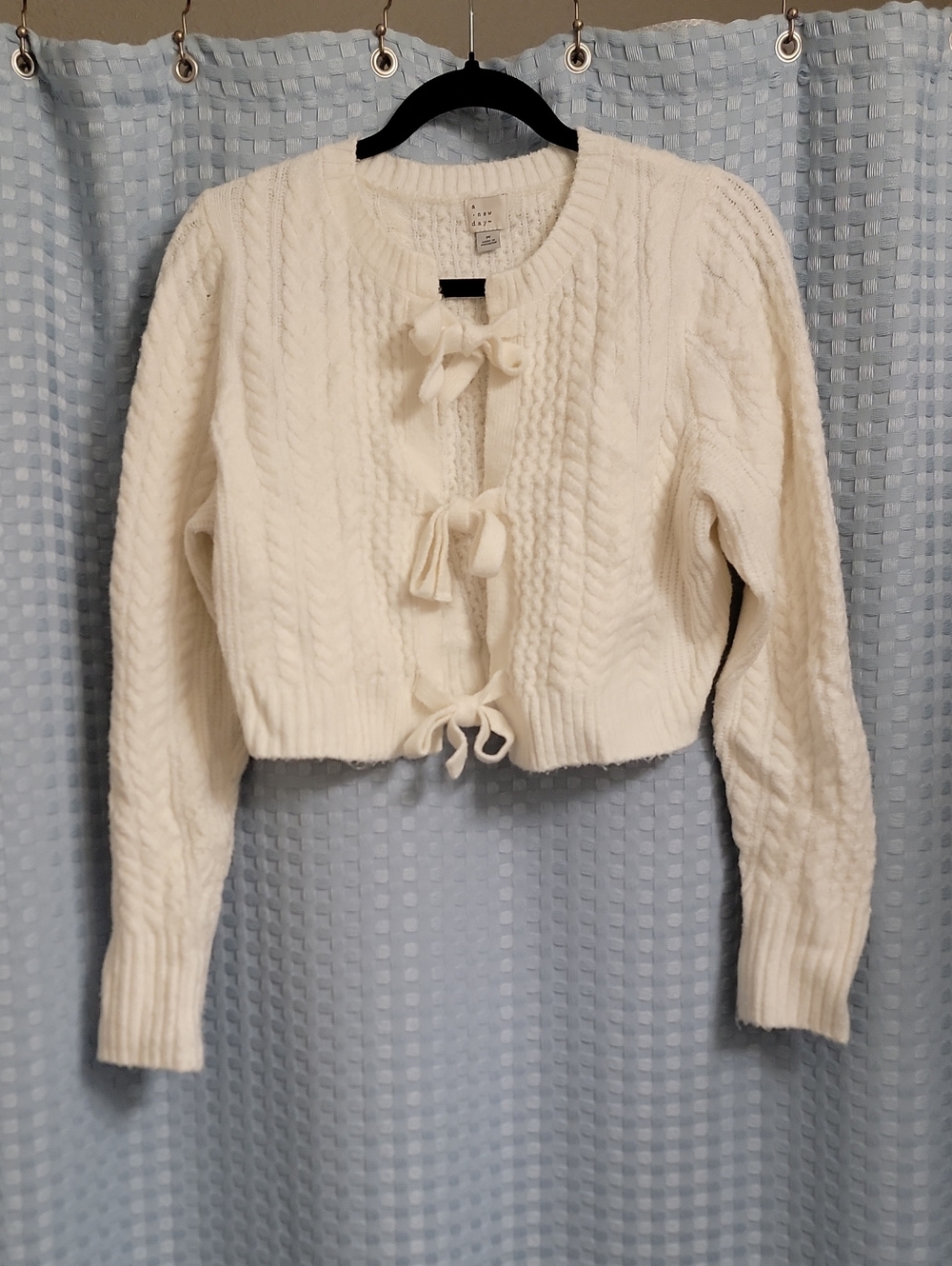 a new day White Cable-Knit Tie-Front Cardigan